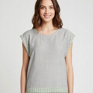 C&C California Women's Blue Striped Casual Top